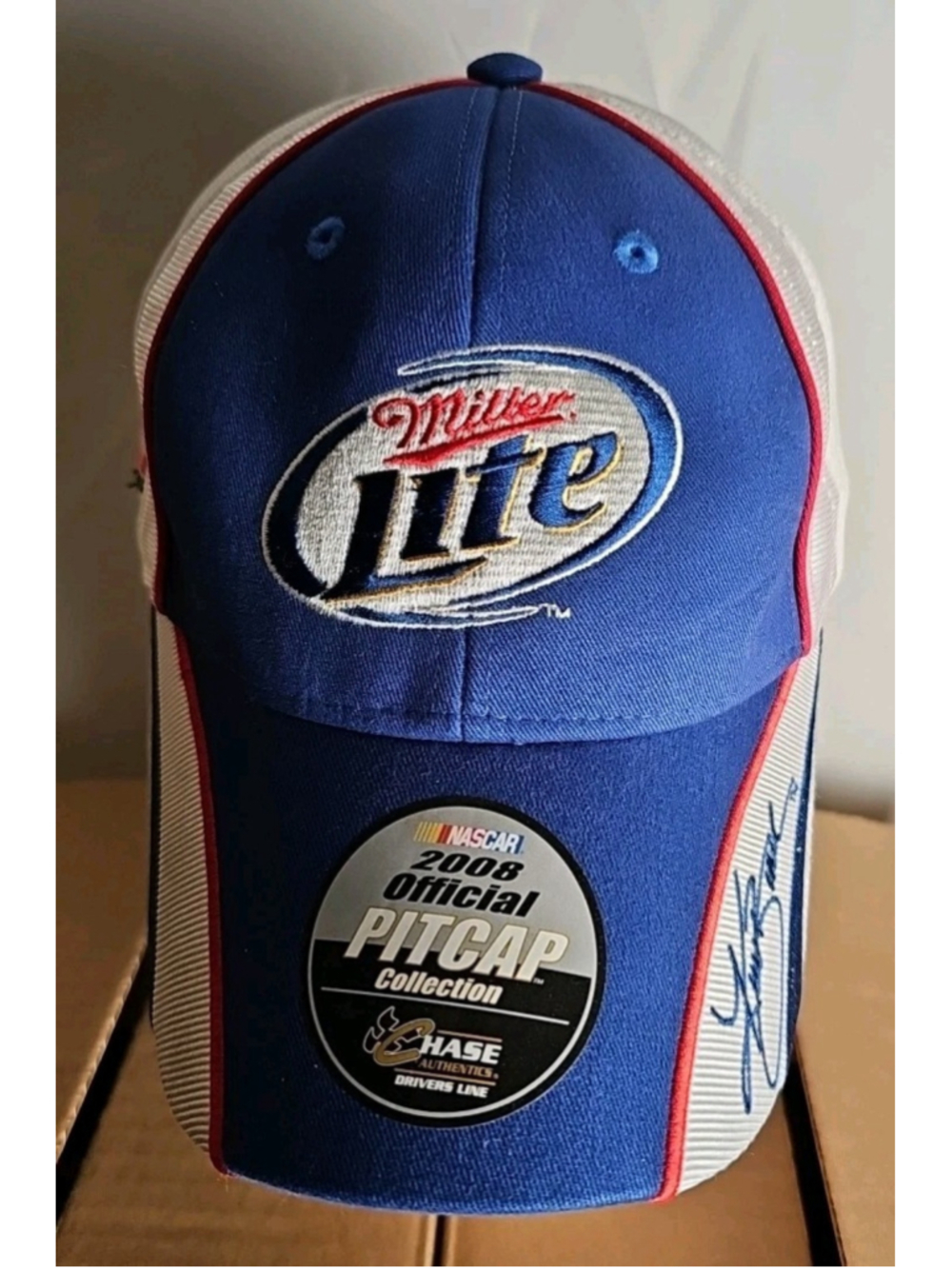 Kurt Busch #2 Miller Lite Racing Chase Authentics 2008 NASCAR Blue Pit Hat Cap